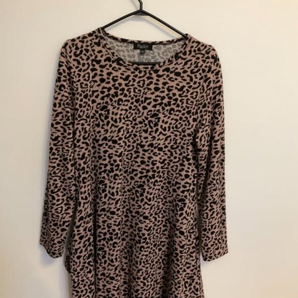 Pink and black animal print dress, medium, with pockets - Picture 1 of 5
